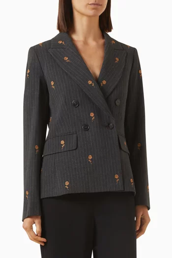 Ederra Embroidered Blazer in Stretch Canvas