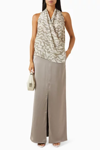 Slit Maxi Skirt in Satin