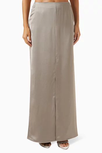 Slit Maxi Skirt in Satin