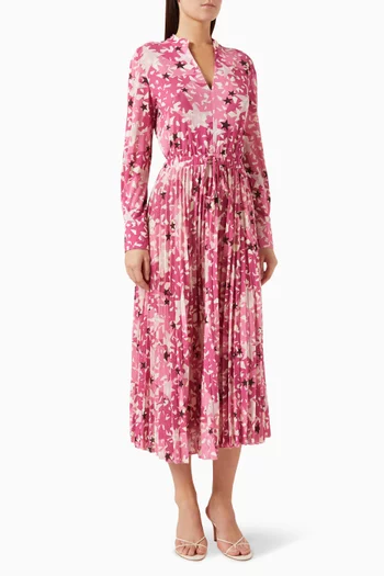 Printed Drawstring Midi Dress