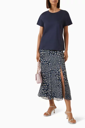 Printed Midi Skirt in Viscose