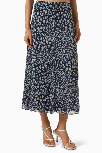Printed Midi Skirt in Viscose