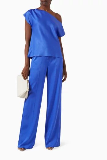 Asymmetrical Neckline Top in Satin