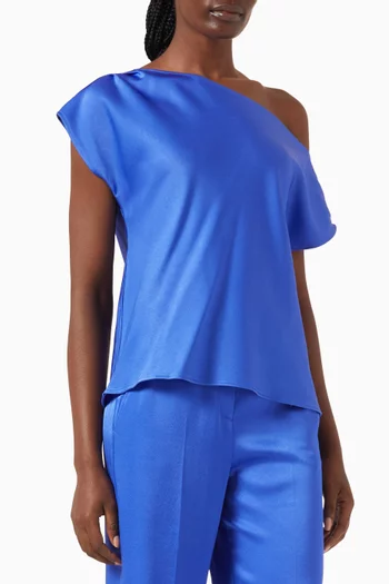 Asymmetrical Neckline Top in Satin