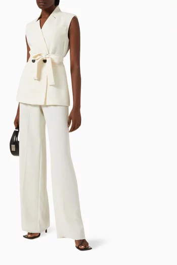 Sleeveless Tie-belt Blazer