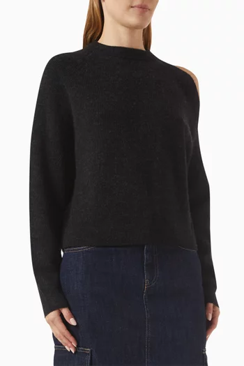 Shoulder Cut-out Sweater in Wool Blend