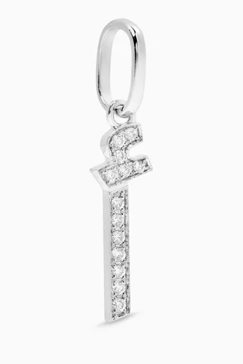 Arabic Single Initial Letter 'A' Charm in Diamonds and 18kt White Gold