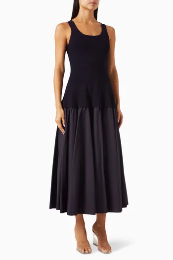 Silas Combo Midi Dress in Cotton-blend