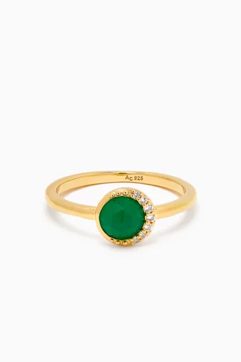 Luna Chalcedony & Sapphire Ring in 18kt Gold Vermeil