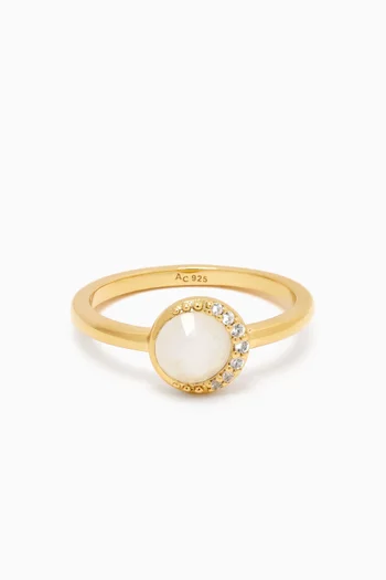 Luna Moonstone & Sapphire Ring in 18kt Gold Vermeil