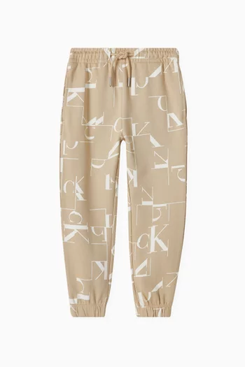 Logo Print Joggers in Terry