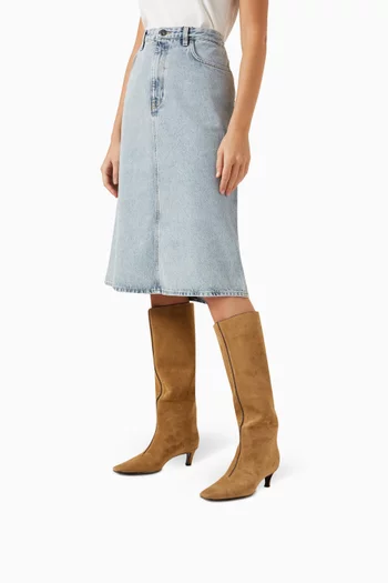 The Wide Shaft 55 Knee Boots in Suede