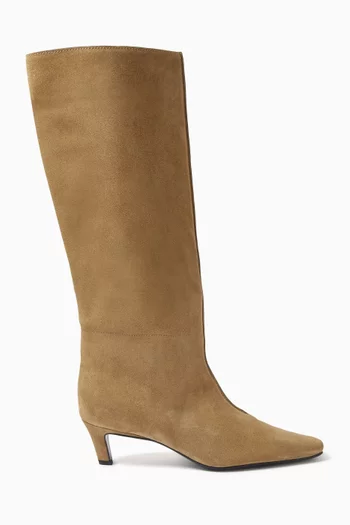 The Wide Shaft 55 Knee Boots in Suede