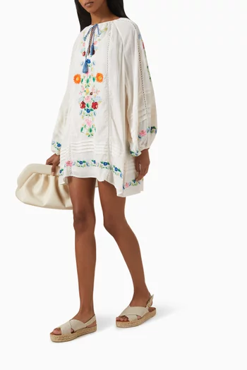 Florapaloosa Embroidered Mini Dress in Organic Cotton