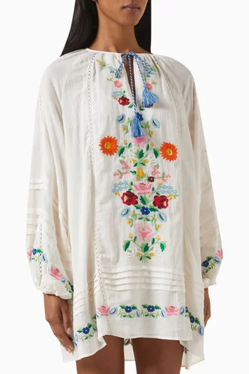 Florapaloosa Embroidered Mini Dress in Organic Cotton
