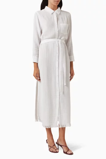 Margot Belted Maxi Dress in Cotton