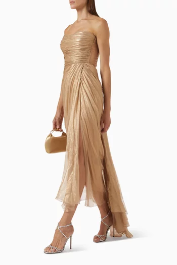 Bryony Strapless Midi Dress in Silk