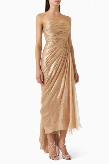 Bryony Strapless Midi Dress in Silk
