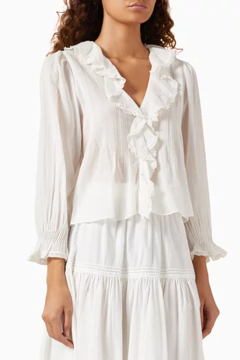 بلوزة هاردي بكشكش قطن عضوي