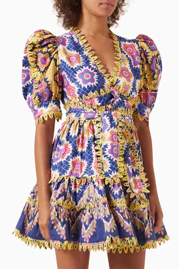 Hayley Printed Mini Dress in Cotton Blend