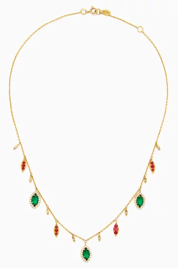 Ruby & Emerald Necklace in 18kt Gold