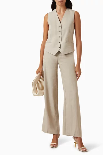 Lena Button-up Vest in Linen Blend