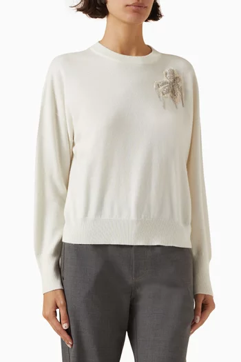 Embroidered Monili Sweater in Cashmere