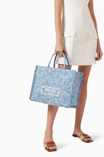 Large Athena Tote Bag in Barocco Jacquard Canvas