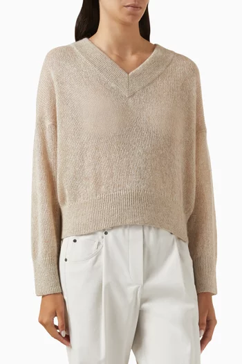 V-neck Sweater in Mohair & Wool