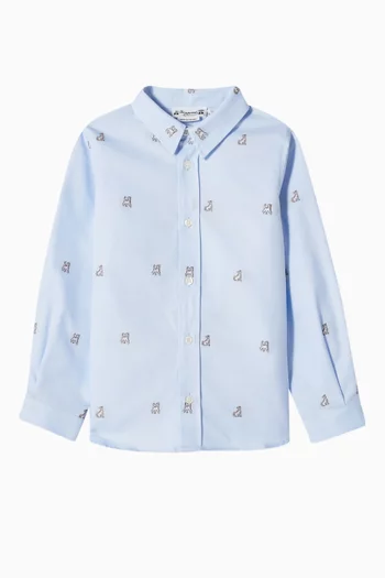 Embroidered Shirt in Cotton Poplin