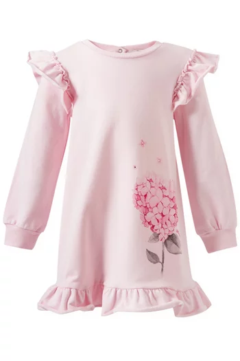 Floral Print Ruffle Dress in Cotton