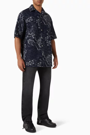 Camo Bowling Shirt in Jacquard