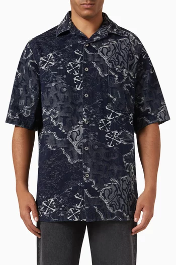 Camo Bowling Shirt in Jacquard