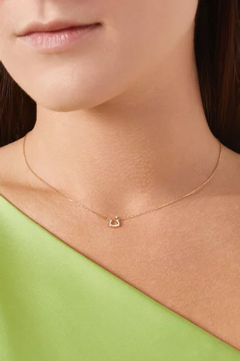 XS Oula Arabic Letter 'Noon' Enamel Pendant Necklace in 18kt Gold