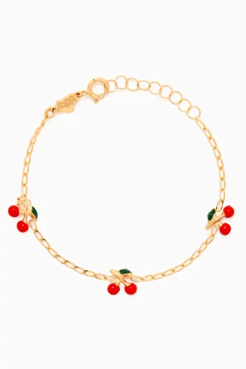 Cherry Enamel Charm Bracelet in 18kt Gold