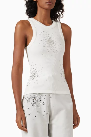 Crystal-embellished Tank Top in Cotton