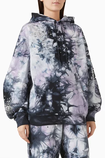 Embellished Tie-dye Hoodie in Cotton Jersey