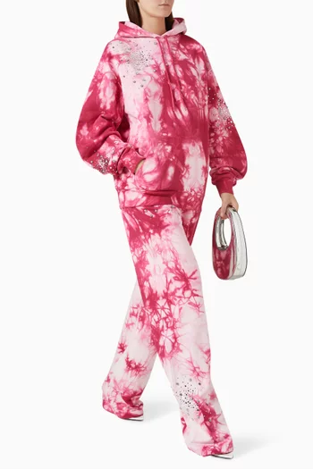 Embellished Tie-dye Jogger Pants in Cotton Jersey