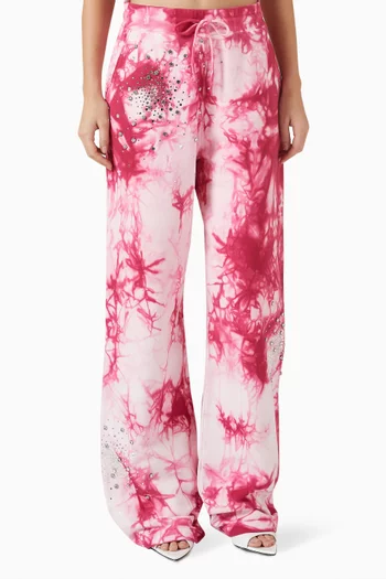 Embellished Tie-dye Jogger Pants in Cotton Jersey