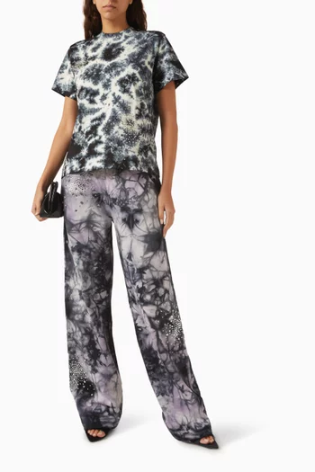 Crystal-embellished Tie-Dye T-shirt in Cotton Jersey