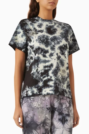 Crystal-embellished Tie-Dye T-shirt in Cotton Jersey
