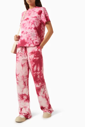 Crystal-embellished Tie-Dye T-shirt in Cotton Jersey