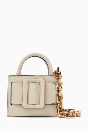 BOBBY SURREAL PALMELLATO CALFSKIN LEATHER MICRO BAG CALFSKIN OVERSIZED SHINY METAL BUCKLE AND LEATHER BELT ADJUSTABLE LEATHER AND CHAIN STRAP:BEIGE:One Size|217384962