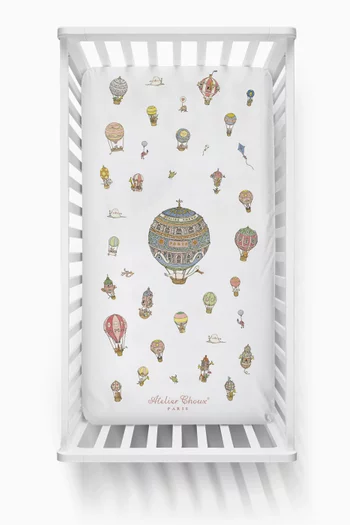 Hot Air Balloons Fitted Sheet in Satin-finish Organic Cotton