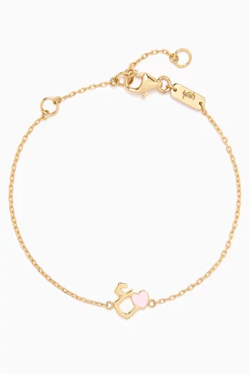 Arabic Letter 'Ein' Heart Charm Bracelet in 18kt Yellow Gold
