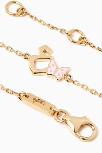 Arabic Letter 'Ein' Butterfly Charm Bracelet in 18kt Yellow Gold