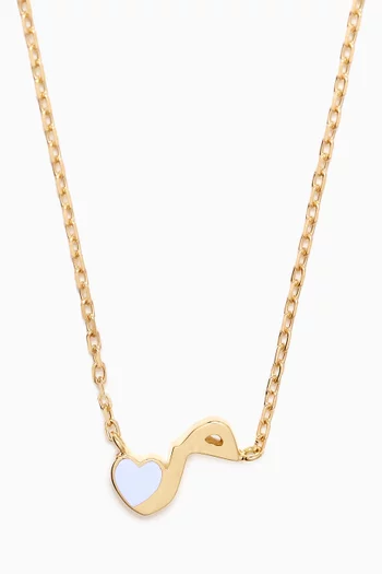 Arabic Letter 'Meem'nHeart Charm Necklace in 18kt Yellow Gold