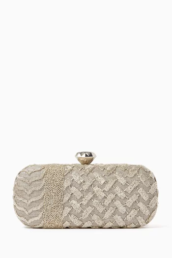 Khaffieh Embroidered Big Box Bag in Leather trim