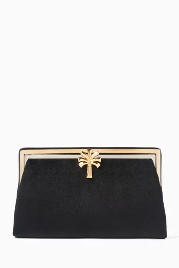 Palm Grace Clutch in Velvet and Brass