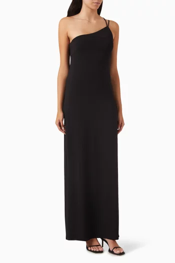 One-shoulder Maxi Dress in Viscose-jersey
